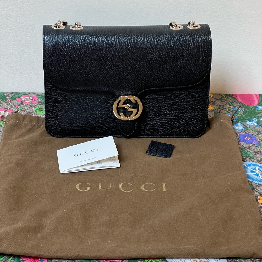 Authentic Gucci Interlocking Gg Crossbody Black B… - image 2